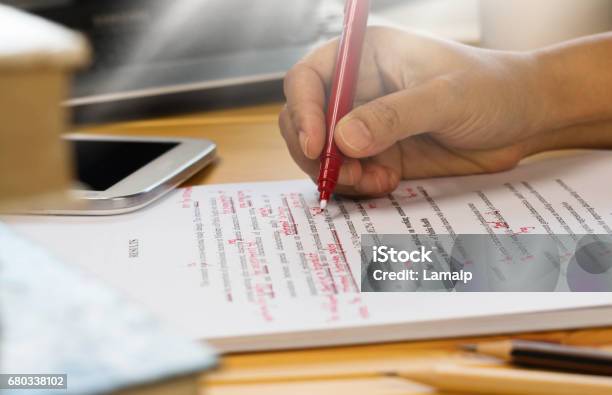 Proofread Stock Photo - Download Image Now - Handwriting, Copy Editor, Writing - Activity