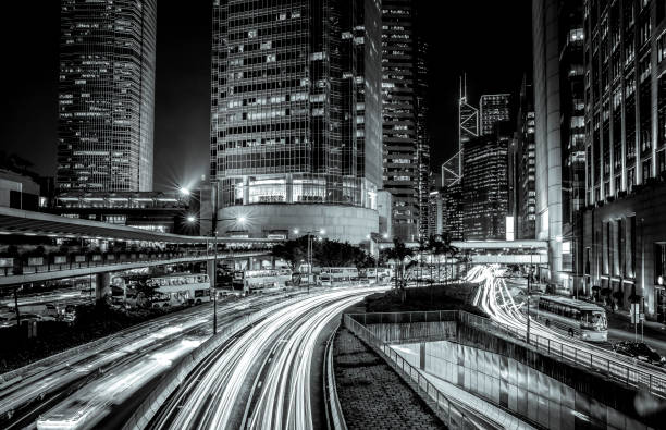 istock hong kong city view with Black and white color 680338864