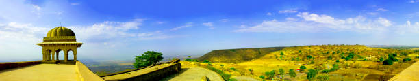 Panoramic high quality 360 degree view from Rani Roopmati Pavilio. Rani Roopmati, was a Hindu singer, and later Queen of Malwa after her marriage to Sultan Baz Bahadur. The Sultan and Roopmati fell in love with each other and were married according to Muslim and Hindu rites.\n\n