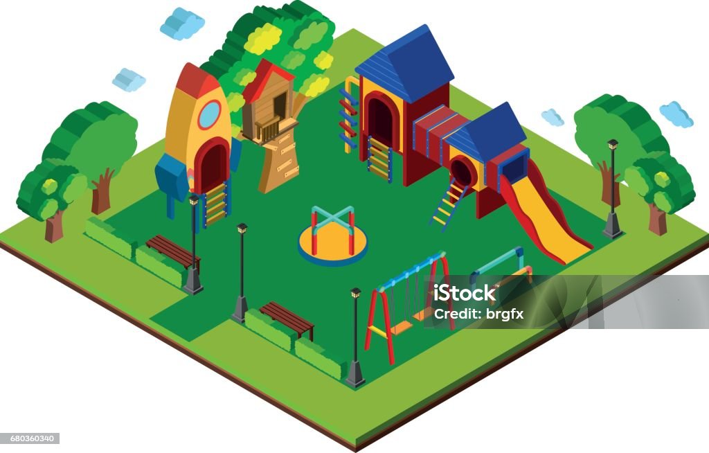 3D design for playground 3D design for playground illustration Isometric Projection stock vector
