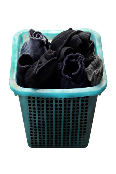 istock sock in the old basket isolated on white background 680364146