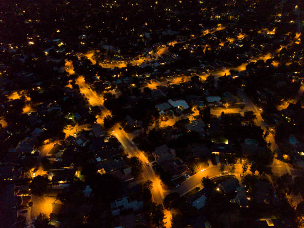 istock Suburban Houses at Night 680366494