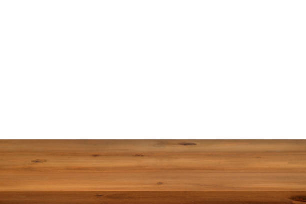 istock Empty wooden table isolated on white background, product dislay montage, montage 680373686