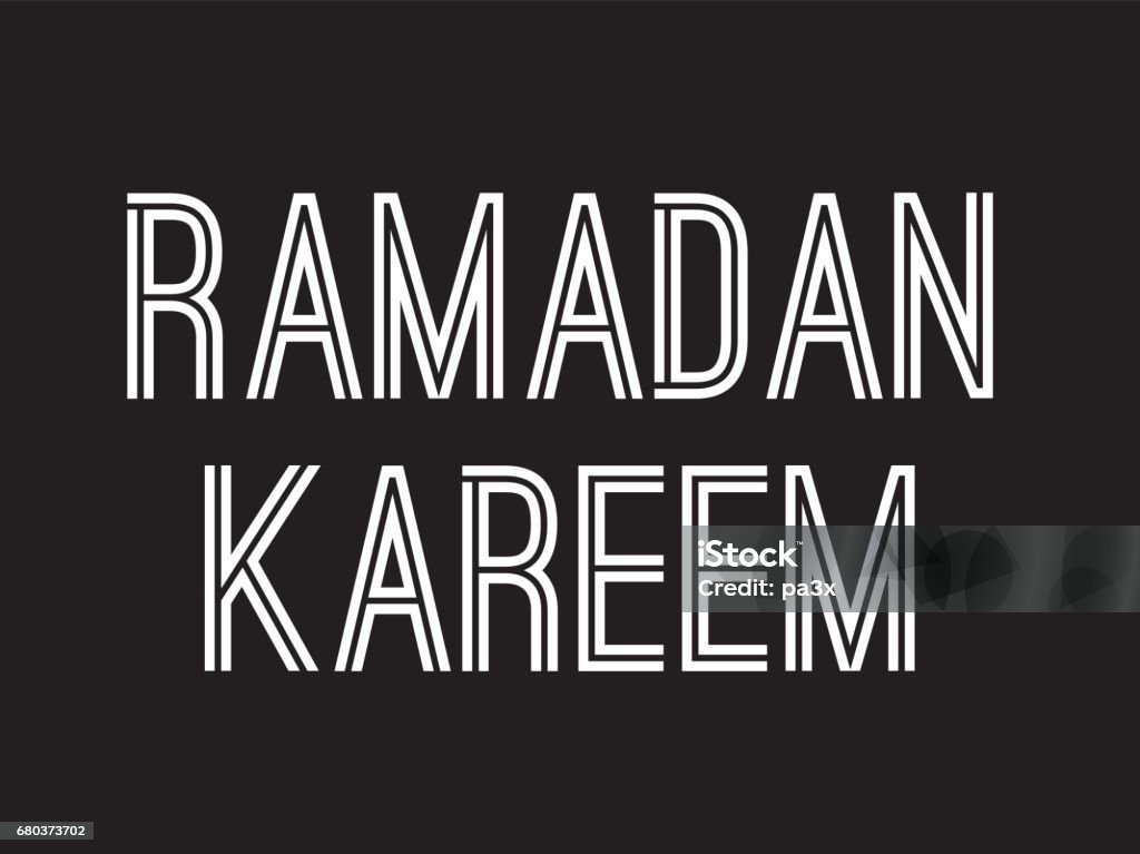 Ramadan kareem text design Ramadan kareem. Text design, calligraphy. Greeting cards with typography. White on black background. Calligraphy stock vector