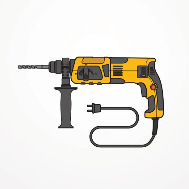 Vector illustration of Rotary hammer vector image