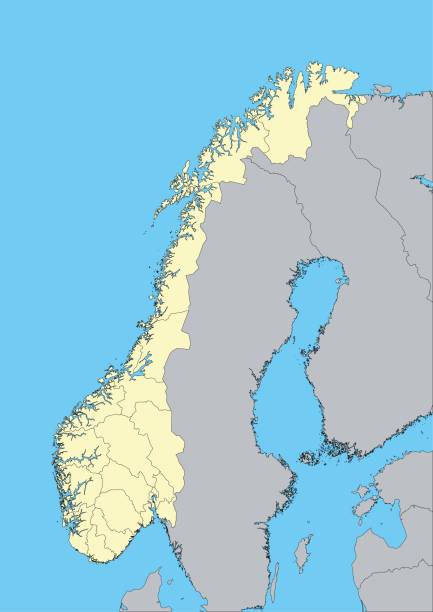 ノルウェーのマップ - sogn og fjordane county点のイラスト素材／クリップアート素材／マンガ素材／アイコン素材