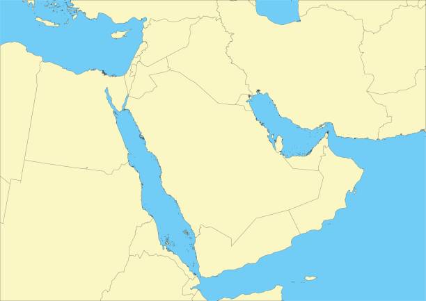 illustrazioni stock, clip art, cartoni animati e icone di tendenza di mappa vettoriale della penisola arabica o dell'arabia - arabian peninsula