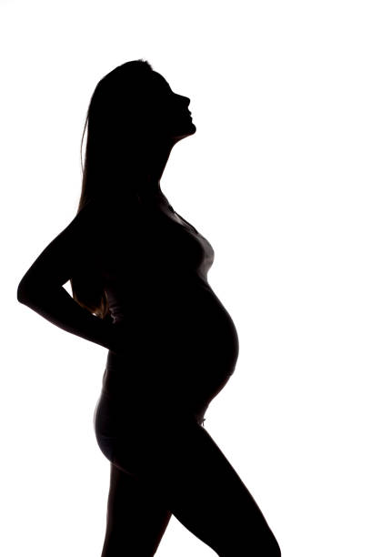 istock pregnant woman silhouette on a white background 680384086
