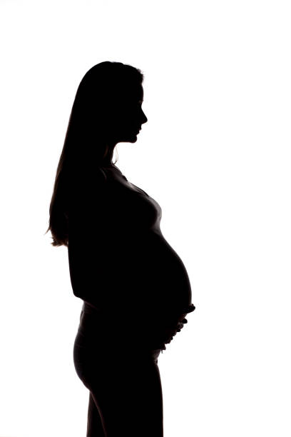 istock pregnant woman silhouette on a white background 680384090