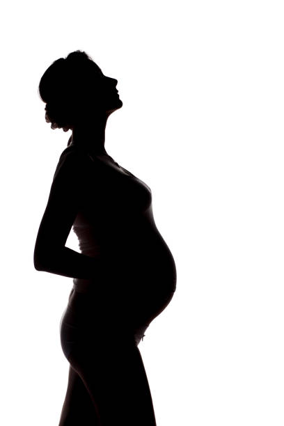 istock pregnant woman silhouette on a white background 680384092