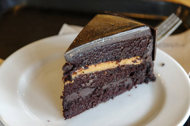 istock chocolate cake on the white plate 680386660
