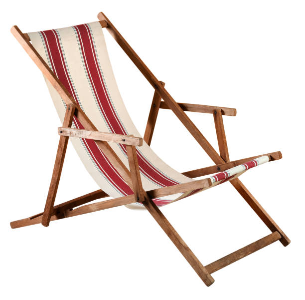 istock Folding wooden deckchair or beach chair 680396248