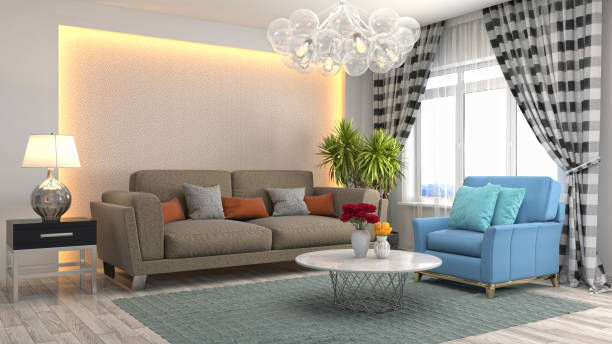 istock Interior living room. 3d illustration 680407890