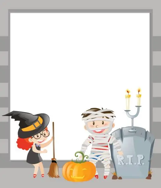 Vector illustration of Frame template with halloween theme