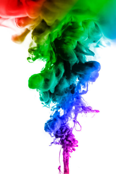 istock Acrylic colors and ink in water. Abstract frame background. Isolated on white. 680411680