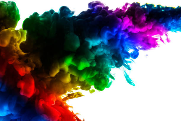 istock Acrylic colors and ink in water. Abstract frame background. Isolated on white. 680411972