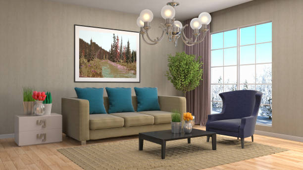 istock Interior living room. 3d illustration 680412276