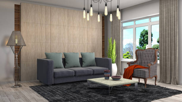 istock Interior living room. 3d illustration 680412334