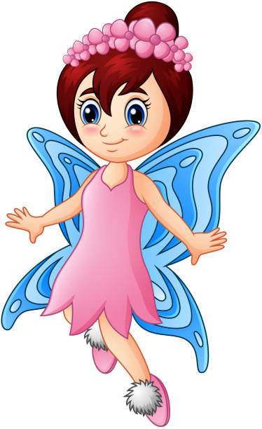 illustrazioni stock, clip art, cartoni animati e icone di tendenza di farfalla fata bambina dei cartoni animati - butterfly women humor fun