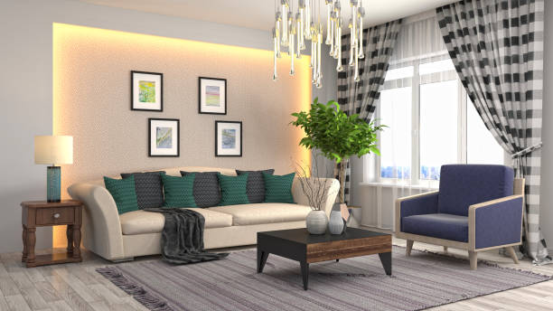 istock Interior living room. 3d illustration 680412424
