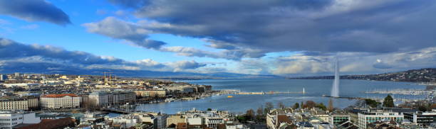 istock Magnificent view over Geneva and the water jet 680419854
