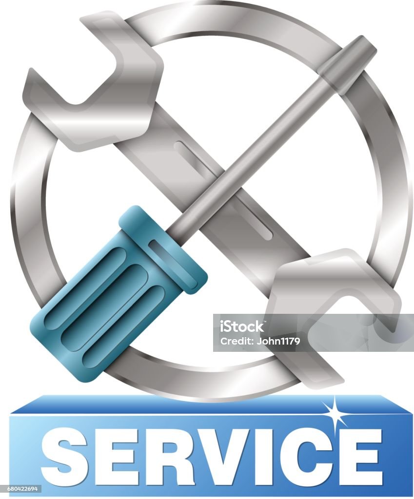 Represents Service Signs Service Sign With Tool Stock Illustration - Download Image Now ...