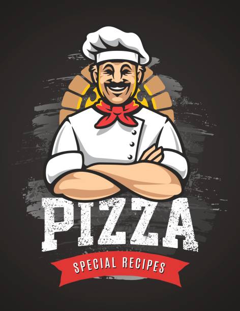 pizza-vektor-emblem - arme verschränkt stock-grafiken, -clipart, -cartoons und -symbole