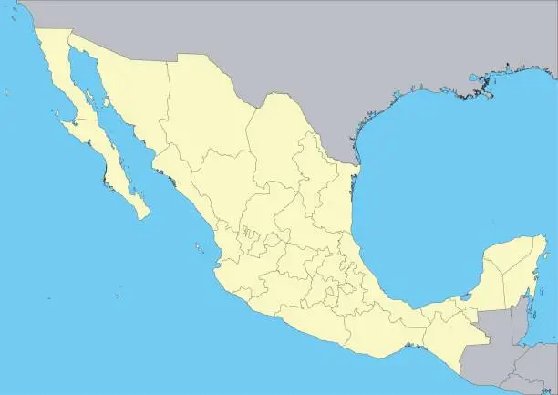 Vector illustration of Map of Mexico