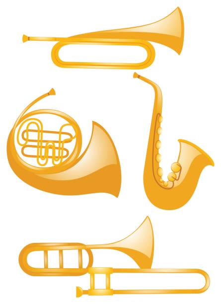 различные типы музыкальных инструментов - trombone clip stock illustrations