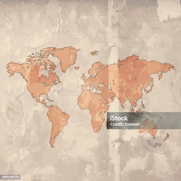 Map Beige Background World Map Beige Grunge On Wooden Background Stock Illustration ...