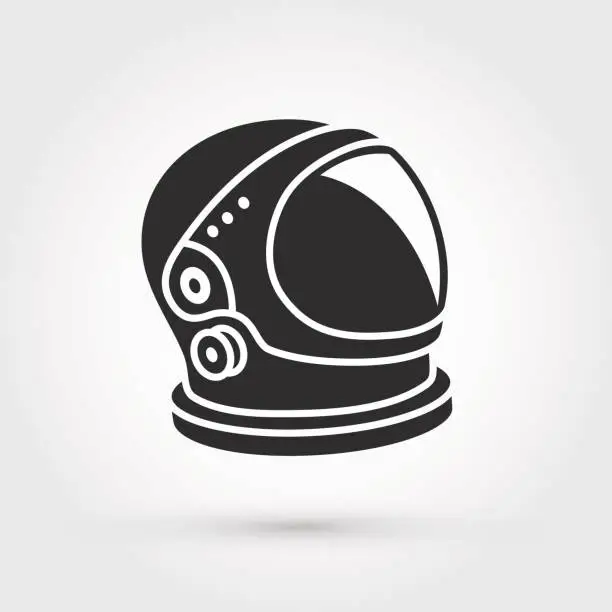 Vector illustration of Astronaut helmet with big glass and reflection
