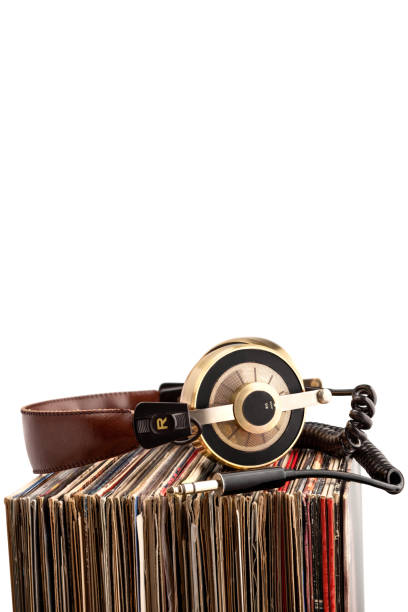istock Headphones and vinyl records. 680449684