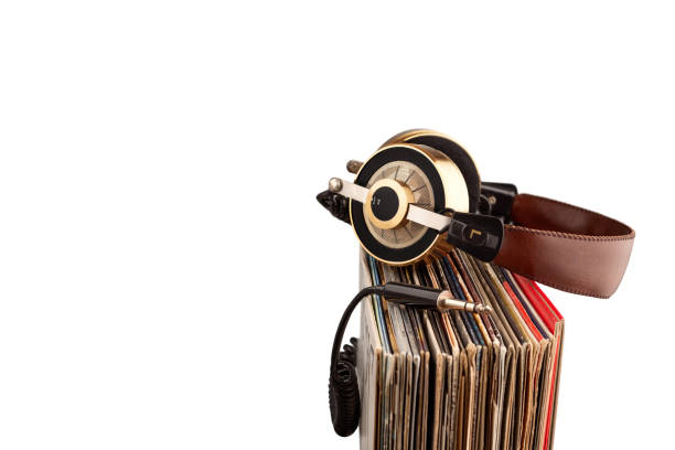 istock Headphones and vinyl records. 680453620