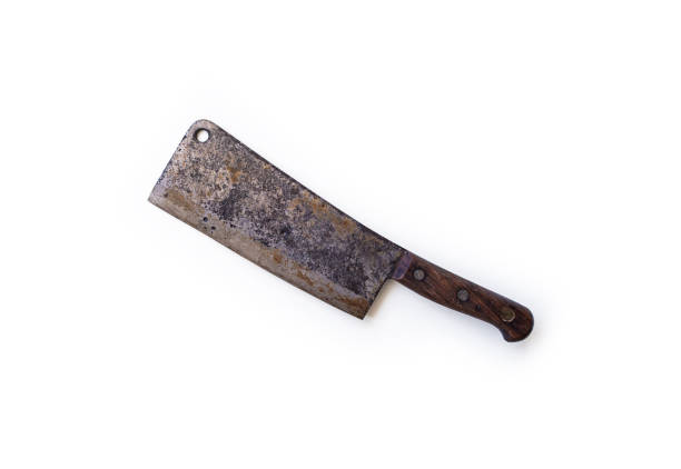 istock old chop knife with a wooden handle on a white background 680460670