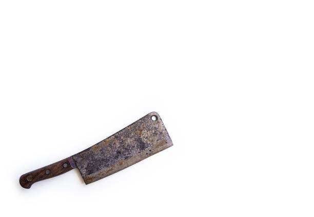 istock old chop knife with a wooden handle on a white background 680460680