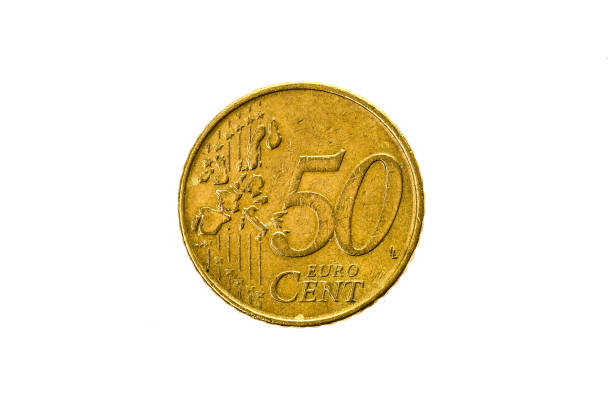 istock Old used and worn out 50 cents coin. 680464952