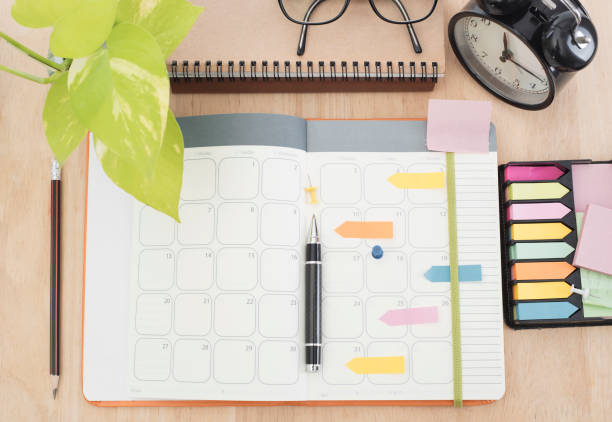 business Calender Planner meeting 2017 on desk office. organization management remind concept.