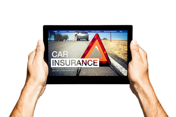 istock Car insurance website in a tablet screen. 680471776