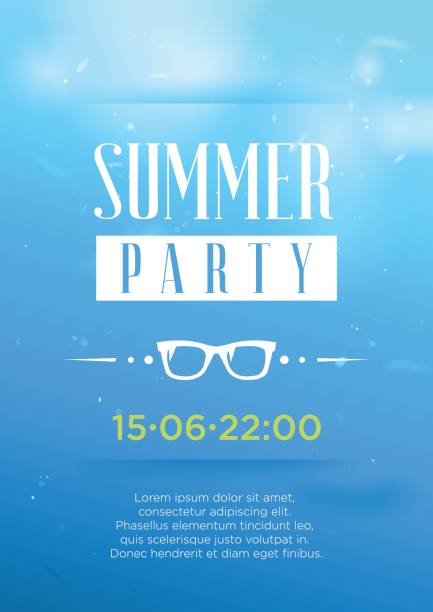 Vertical blue summer party background. - ilustração de arte vetorial