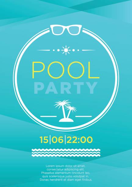 Vertikale blaue Pool-Party Hintergrund. – Vektorgrafik