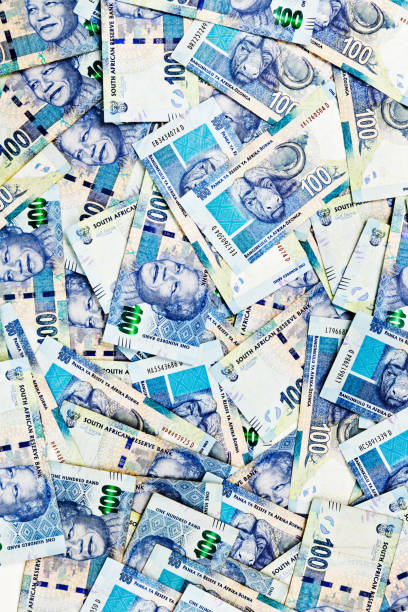 istock Banknote backgrounds: South African One Hundred Rand notes featuring Mandela 680482076
