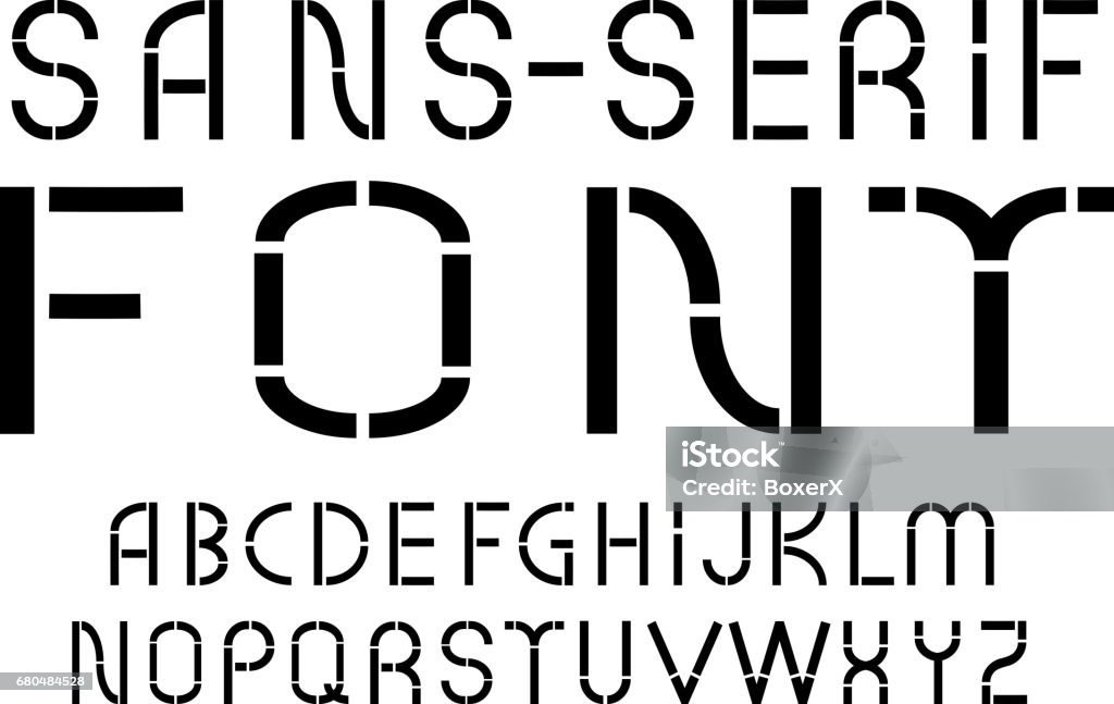 Black Sansserif Modern Font On White Background Vector Illustration
