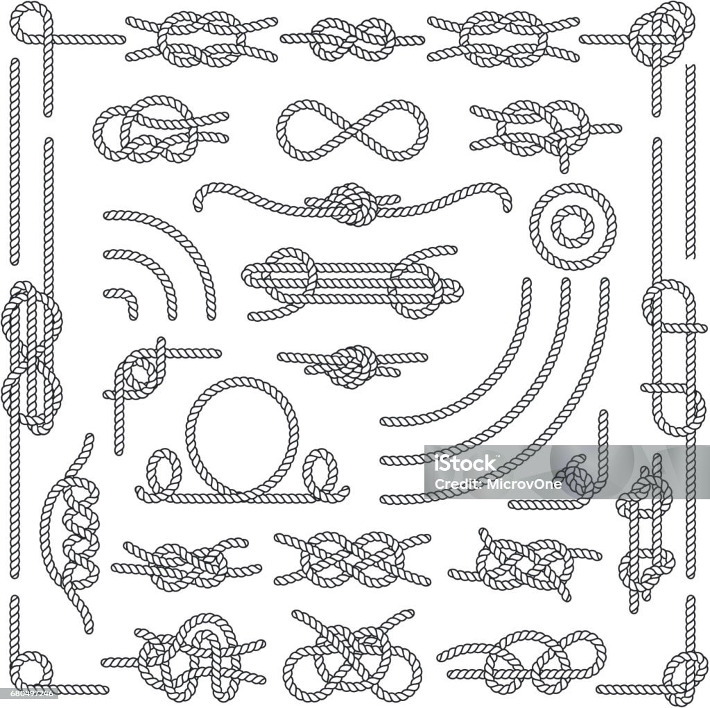 Nudos de cuerda náutica vector elementos decorativos vintage - arte vectorial de Cuerda libre de derechos