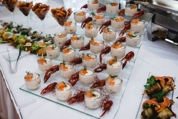 istock Catering food wedding buffet 680498602