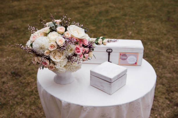 istock Wedding box for rings. Wedding details. 680500696