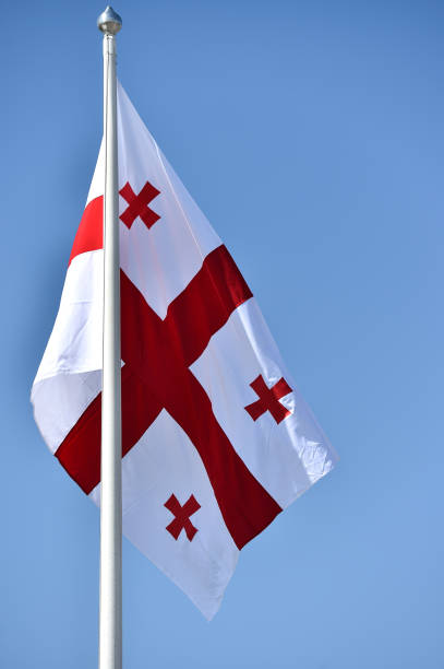 istock Georgia national flag blown by the wind 680512450