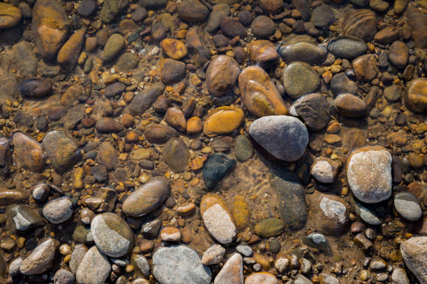 istock Natural background of round pebble stone 680513720