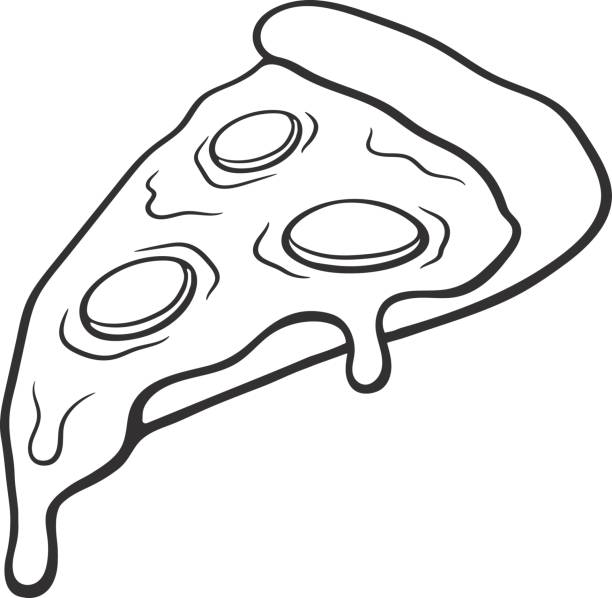 낙서 피자 슬라이스 - pizza illustration and painting italian cuisine salami stock illustrations