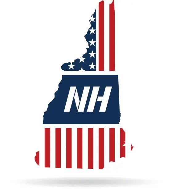 Vector illustration of New Hampshire Patriotic Map. Vector graphic design