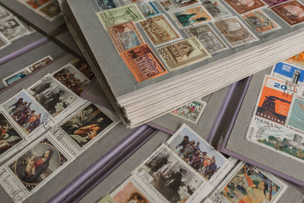 istock Old phylatelic albums with postmarks from different countries 680533454